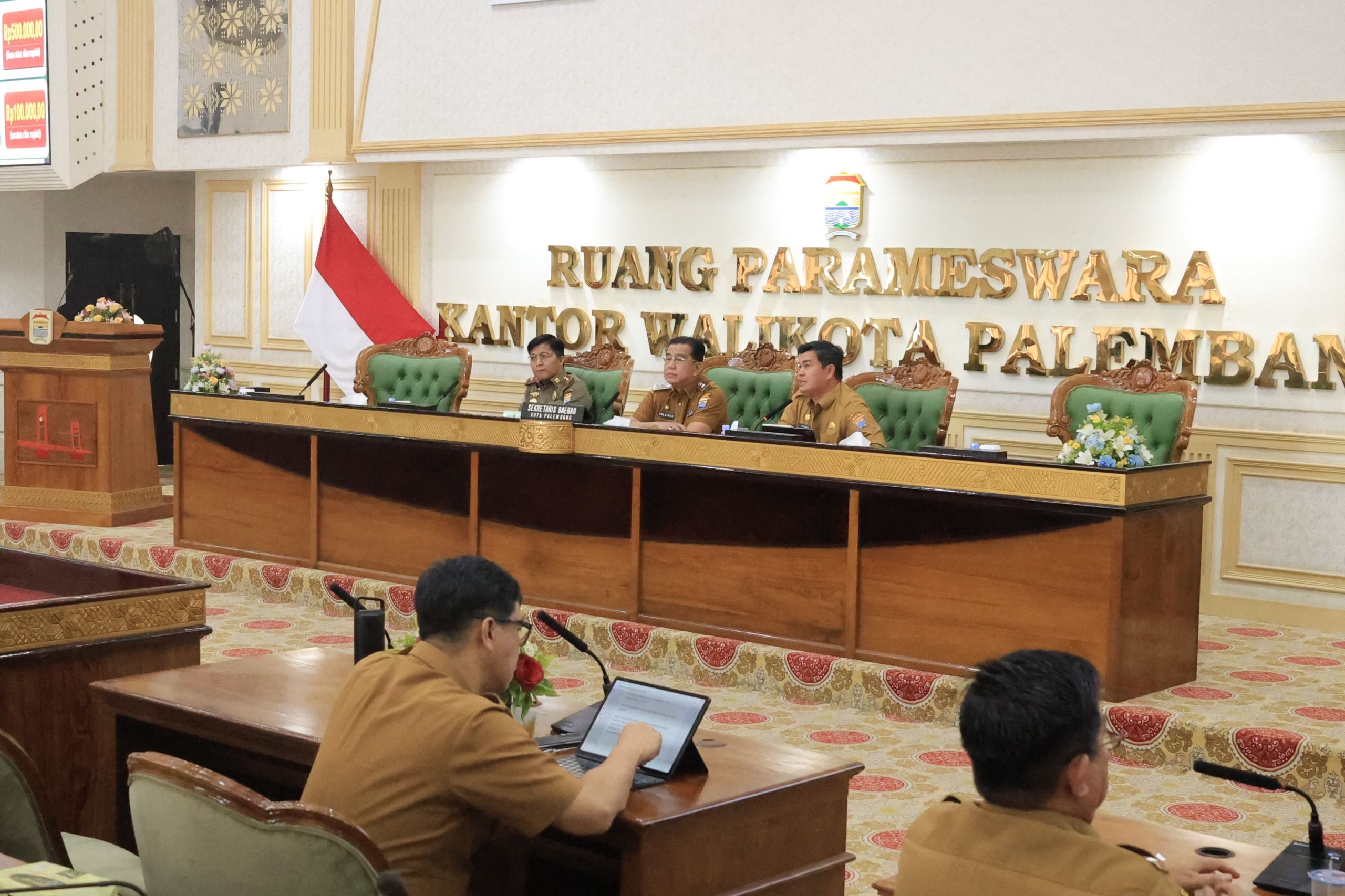 Asisten I Bidang Pemerintahan dan Kesejahteraan Rakyat Setda Kota Palembang Sulaiman Amin, di Ruang Parameswara