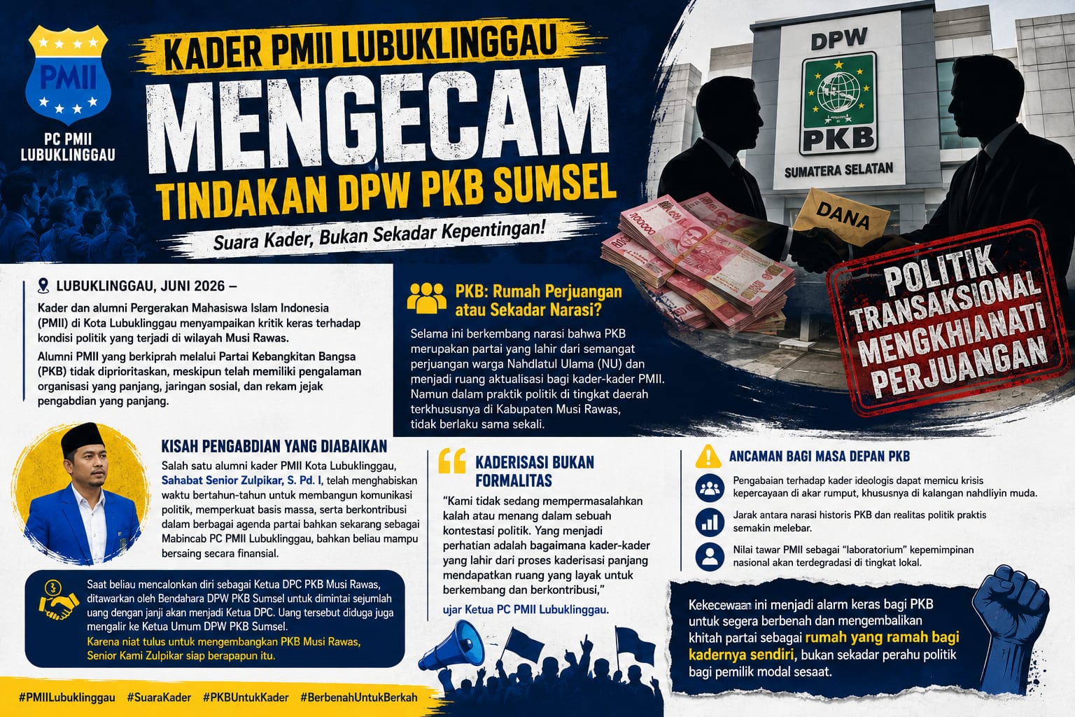 Kader PMII Lubuklinggau Kecam Dugaan Setoran Rp200 Juta dalam Pemilihan Ketua DPC PKB Musi Rawas